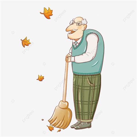 Sweep The Floor Hd Transparent The Old Man Sweeping The Floor Looks Up