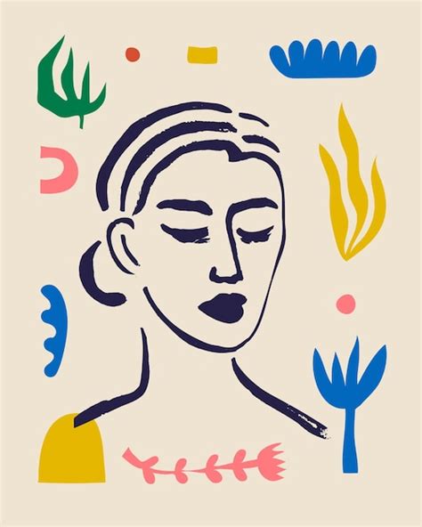 Premium Vector Vector Woman Art Poster Matisse Inspired Hand Drawn