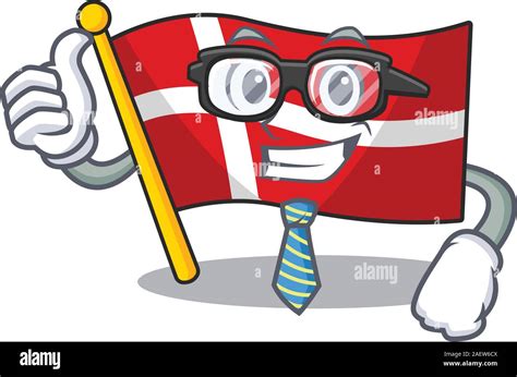 Cool Businessman Flag Denmark With Cartoon Character Stock Vector Image