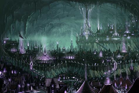 Cave City City Fantasy Cave Hd Wallpaper Peakpx