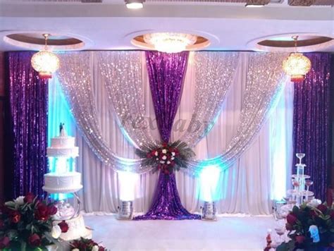 3m6m Ice Silk Wedding Backdrop Curtains With Silver Sequin Drape Swag