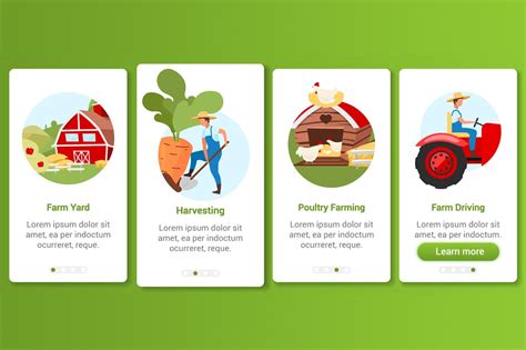 Farming And Agriculture App Screen Creative Illustrator Templates