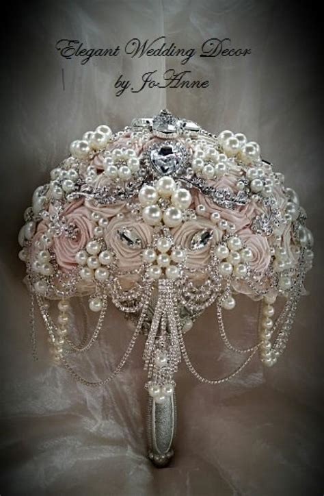 Pink And Silver Custom Wedding Brooch Bouquet Deposit For A Custom