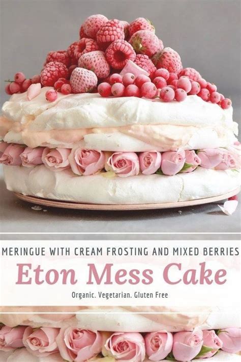 600 millilitres (20.29 fluid ounces) cream (35% fat) 2 tbsp icing sugar (powdered sugar) 1 tsp vanilla 250g (8.82 ounces) (or 1 2/3 cups). eton mess pavlova cake with berries and cream. meringue ...