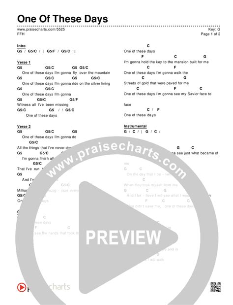 One Of These Days Chords Pdf Ffh Praisecharts
