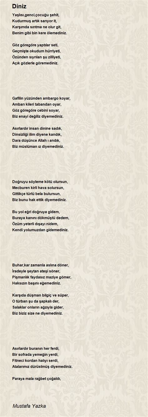 Diniz Şiiri Mustafa Yazka