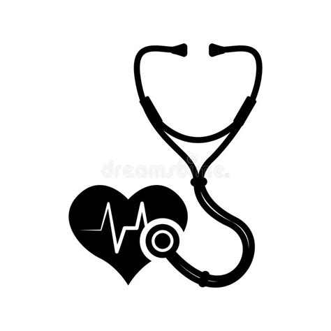 Heart Stethoscope Medical Care Design Stock Vector Illustration Of