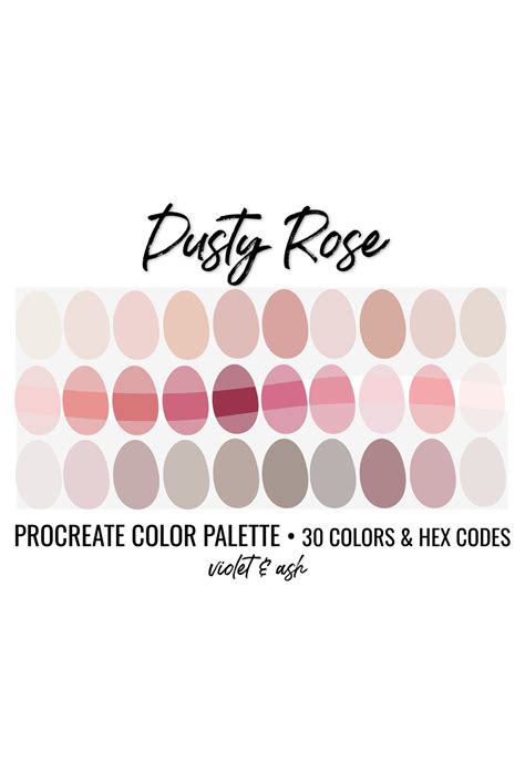 Dusty Rose Procreate Palette Color Chart Procreate Etsy