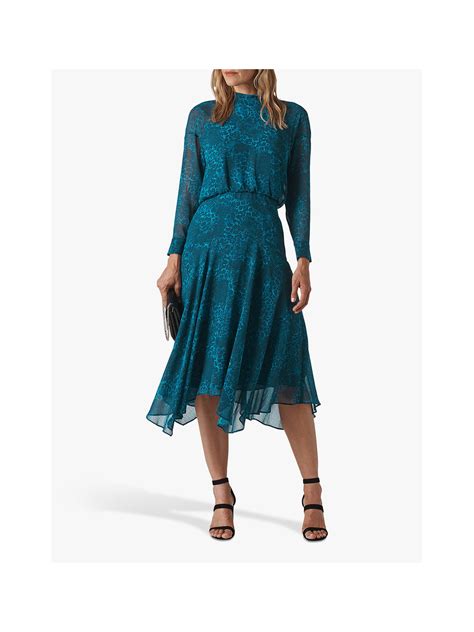 Whistles Carlotta Flared Dress Teal At John Lewis And Partners