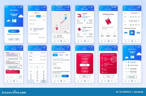 Set Of Ui Ux Gui Screens Delivery App Flat Design Template For Mobile Apps Responsive Website