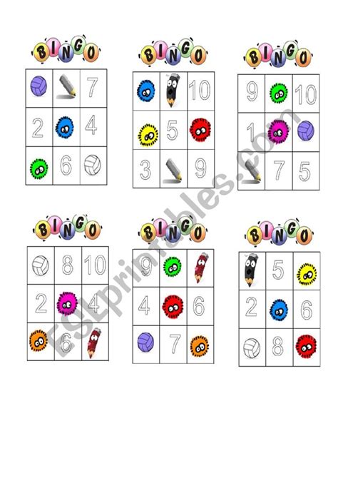 Bingo Numbers 1 10 And Colours Esl Worksheet By Marialau