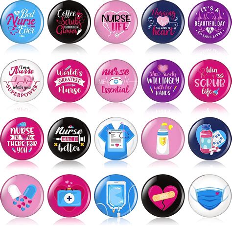 Hanaive 60 Pcs Nurse Button Pins Nurse Appreciation Ts