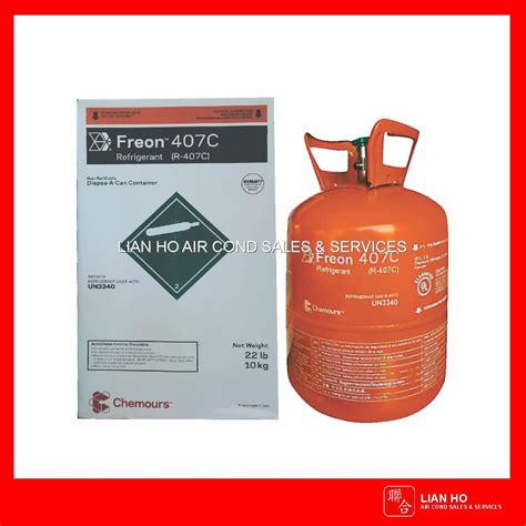 Freon R407c Refrigerant Gas 10kg Lian Ho Air Cond