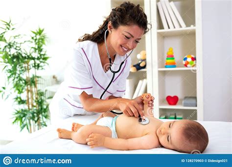 Baby Lying On His Back Stock Image Image Of Care Female 128270903