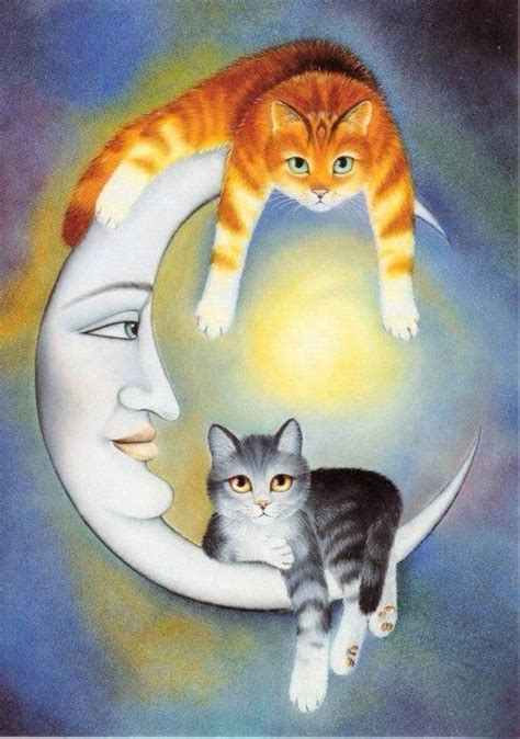 Half Moon Cats Cats Illustration Cat Art