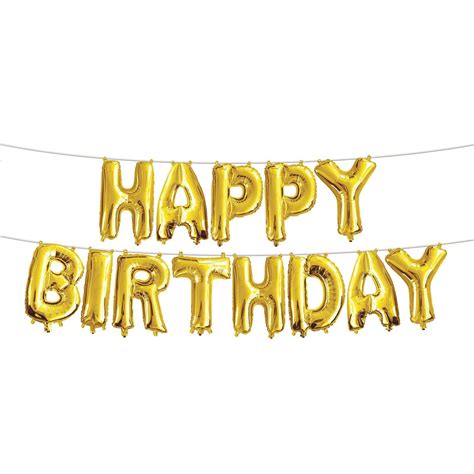 Happy Birthday Foil Balloons Set Gold Giebakes