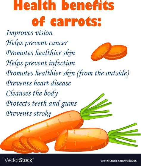 Cartoon Carrots Heals Benefits Infographics With Vector Image Health