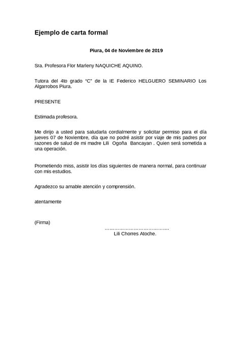 Carta Formal Ejemplo Schémas De Espagnol Docsity