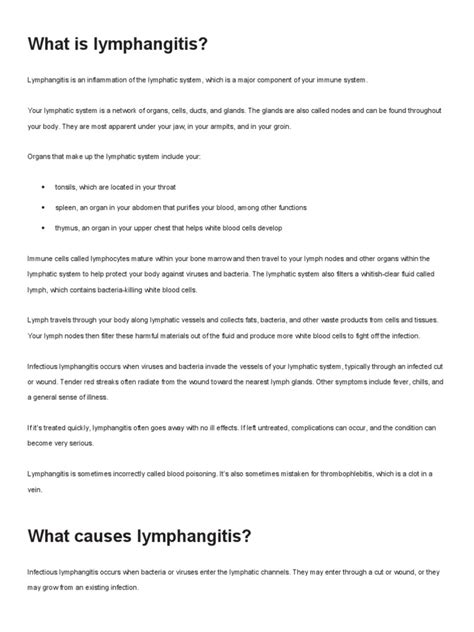 What Is Lymphangitis Pdf Lymphatic System Lymph Node