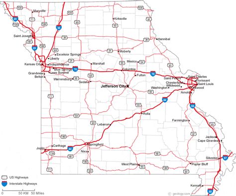 Missouri Map With Highways Amargo Marquita