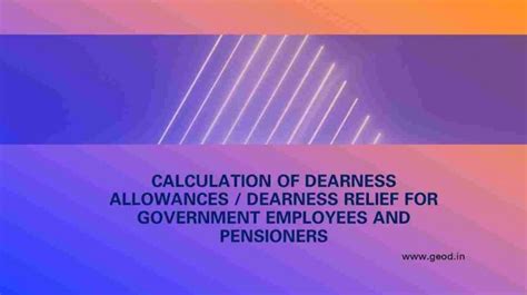 Calculation Of Dearness Allowances Dearness Relief For Government