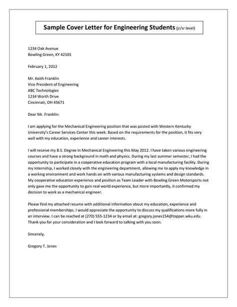 Engineering Student Cover Letter How To Write An