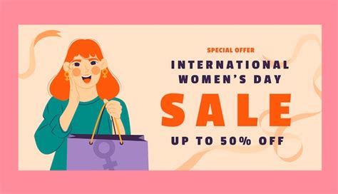 Free Vector Flat Horizontal Sale Banner Template Women S Day Celebration