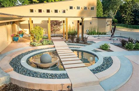 Zen Style Fountain Makes A Statement In A Johnston Ia Front Courtyard