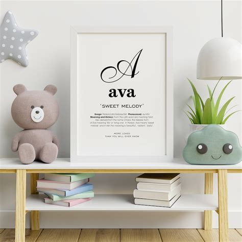 Ava Name Meaning Printable Name Art Modern Nursery Decor Etsy