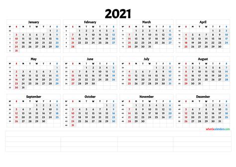 Download free printable 2021 yearly business calendar with week number and customize template as you like. 2021 Printable Yearly Calendar with Week Numbers - CalendraEX.com