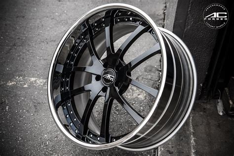 22″ Staggered Ac Forged Wheels Ac 312 Black Face With Chrome Lip Three