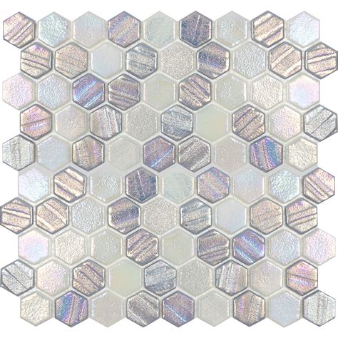 Silver Hexagon Tile Vidillusilvhex Tesoro Glass Mosaic Tile