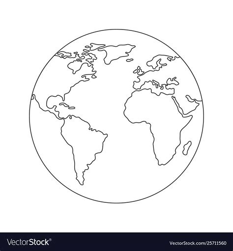 Earth Globe Template World Map Line Style Icon Vector Image On
