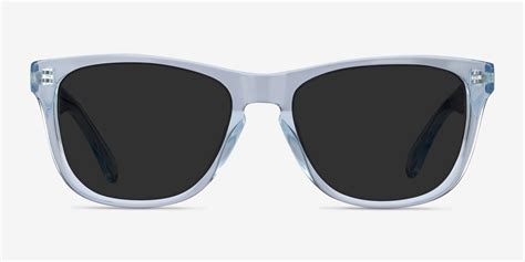 Malibu Rectangle Clear Blue Frame Prescription Sunglasses Eyebuydirect