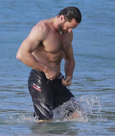 Hugh Jackman Shirtless In St Barts For His Th Anniversary Popsugar