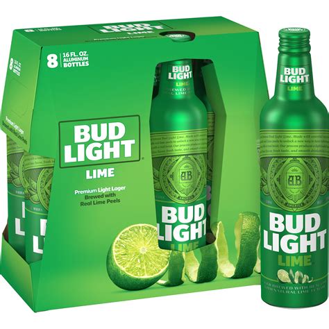 Bud Light Lime Beer 8 Pack 16 Fl Oz Aluminum Bottles 42 Abv