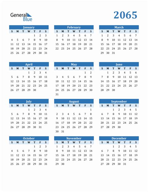 Free 2065 Year Calendar In Pdf Word And Excel