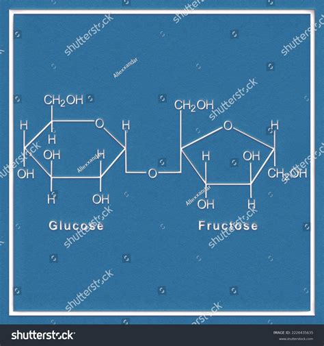 Sucrose Structural Chemical Formula On White Stock Illustration