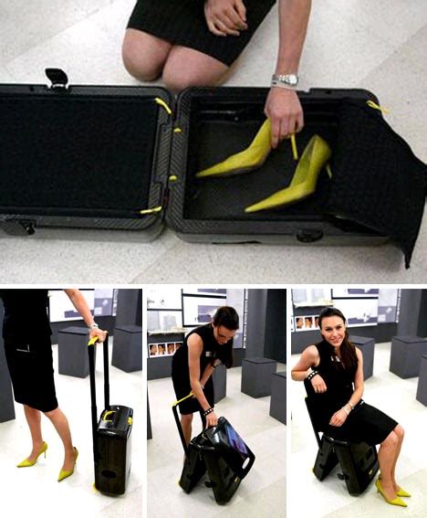 Small Upright Suitcase Converts Into A Folding Travel Chair Designs
