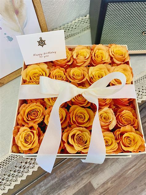 Medium Yelloworange Roses Box In Chino Ca Happiness