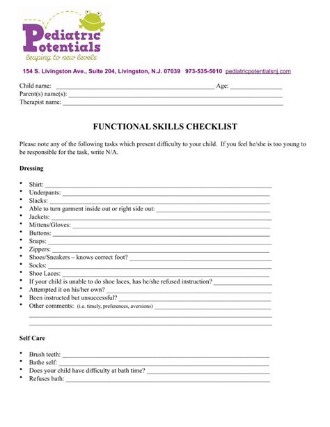 Pdf Functional Skills Checklist Dokumentips