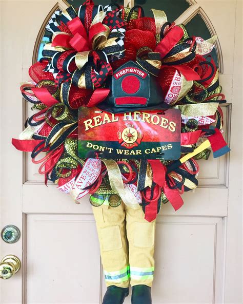 Firefighter Wreath Fireman Fireman Wreath Fire Department Etsy