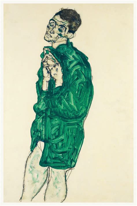 Künstlerische Illustration Man in a Green Shirt Male Nude Portrait