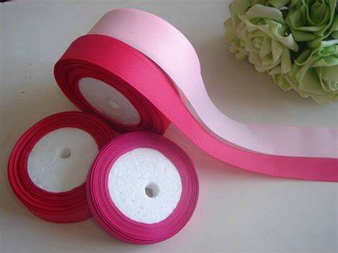 Pink Color Polyester Grosgrain Ribbon