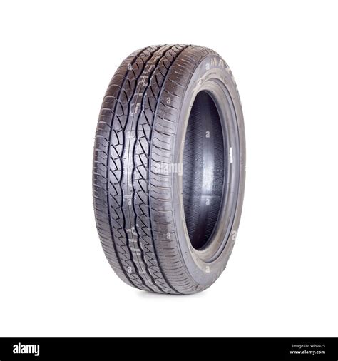 Car Tire New Tyre Maxxis On White Background Isolated Close Up Stock