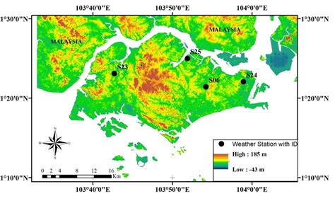 (i) the weather symbol in each sector indicates the weather conditions affecting or forecast to affect that sector over the next 2 hours. Location of weather stations in Singapore (elevation ...