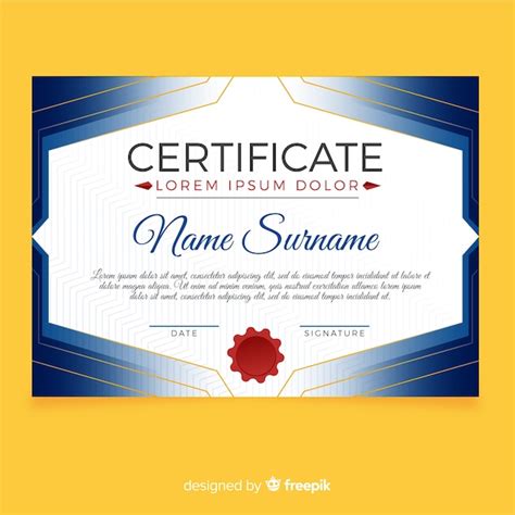 Free Vector Certificate Template With Golden Elements