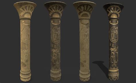 3d Model Egyptian Column Vr Ar Low Poly Cgtrader
