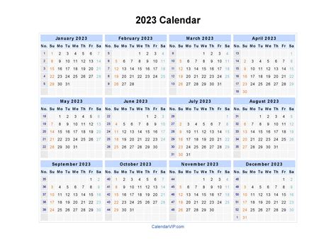 2023 Calendar Printable Word Printable World Holiday