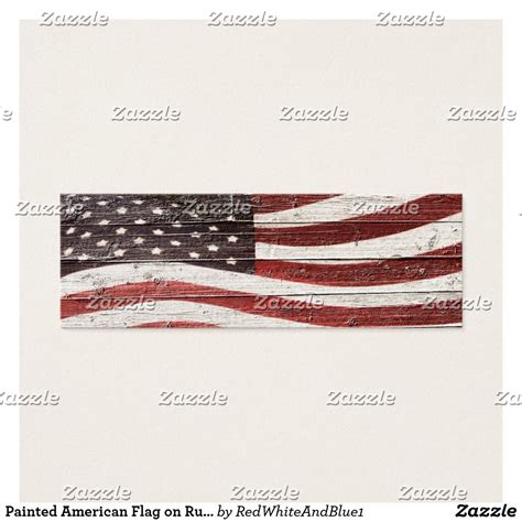 Painted American Flag On Rustic Wood Texture Mini Business Card